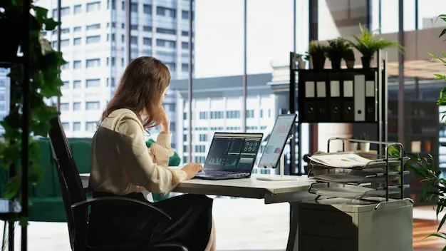 woman powerful executive role oversees budget analysis investment 482257 112519